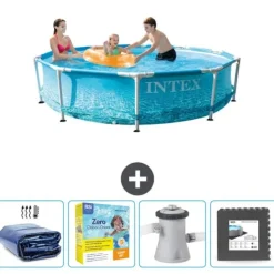 Sale Intex Round Frame Swimming Pool - 305 x 76 cm - Vattentryck - Ingår Tillbehör CB10 Pooler