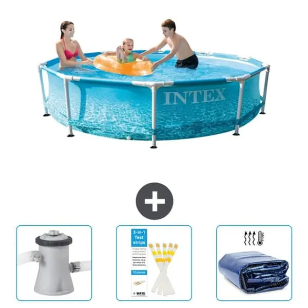 Discount Intex Round Frame Swimming Pool - 305 x 76 cm - Vattentryck - Ingår Tillbehör CB74 Pooler