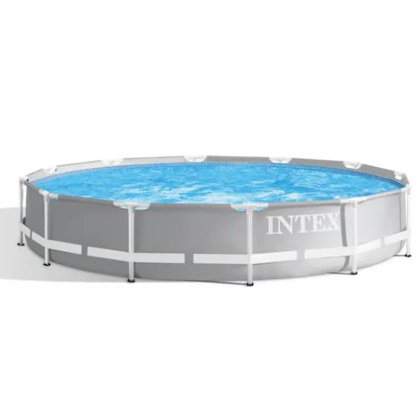 Best Intex Round Prism Frame Pool - 366 x 76 cm - Grå - Ingår Tillbehör CB79 Pooler