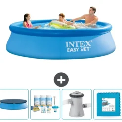 Best Intex Rund Uppblåsbar Easy Set Pool - 305 x 76 cm - Blå - Ingår Tillbehör CB2 Pooler