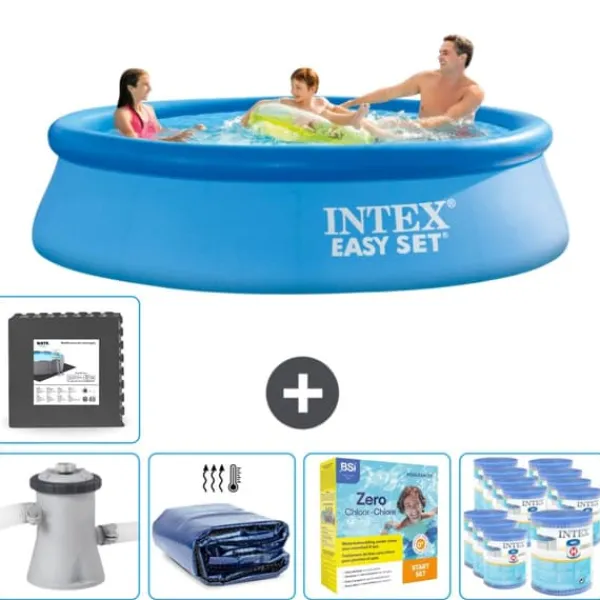Intex Rund Uppblåsbar Easy Set Pool - 305 x 76 cm - Blå - Inklusive Tillbehör - CB24 Pooler