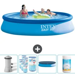 Sale Intex Rund Uppblåsbar Easy Set Pool - 396 x 84 cm - Blå - Inklusive Tillbehör - CB87 Pooler