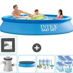 Intex Rund Uppblåsbar Easy Set Pool - 305 x 61 cm - Blå - Inklusive Tillbehör - CB17
