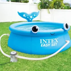 Outlet Intex Rund Uppblåsbar Easy Set Pool - 183 x 51 cm - Blå - Val - Ingår Tillbehör CB82 Pooler