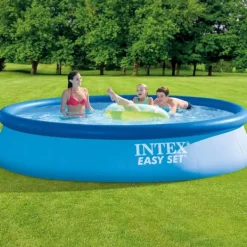 Discount Intex Rund Uppblåsbar Easy Set Pool - 396 x 84 cm - Blå - Inklusive Tillbehör - CB86 Pooler
