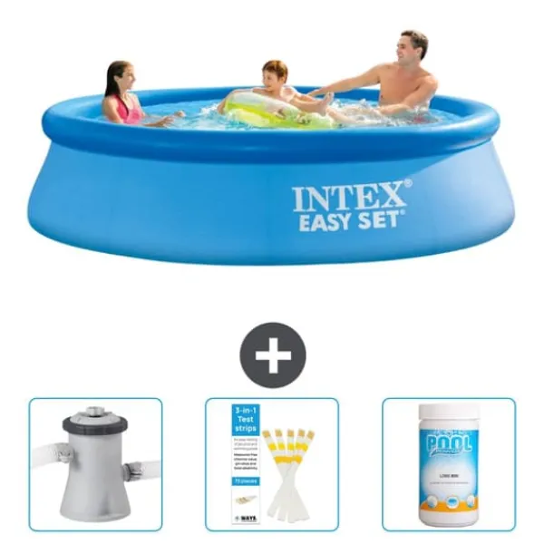 New Intex Rund Uppblåsbar Easy Set Pool - 305 x 76 cm - Blå - Ingår Tillbehör CB73 Pooler