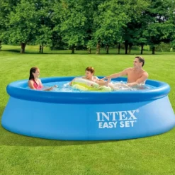 New Intex Rund Uppblåsbar Easy Set Pool - 305 x 76 cm - Blå - Ingår Tillbehör CB73 Pooler