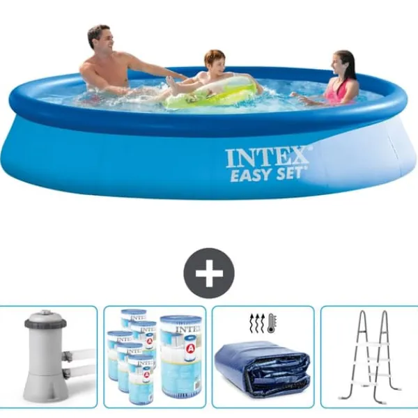 Outlet Intex Rund Uppblåsbar Easy Set Pool - 366 x 76 cm - Blå - Inklusive Tillbehör - CB95 Pooler