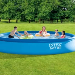 Intex Rund Uppblåsbar Easy Set Pool - 457 x 84 cm - Blå - Inklusive Tillbehör - CB21