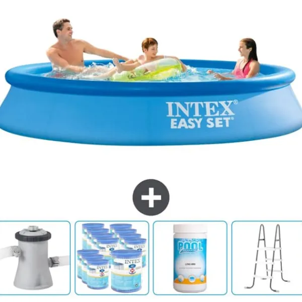 Discount Intex Rund Uppblåsbar Easy Set Pool - 305 x 61 cm - Blå - Inklusive Tillbehör - CB96 Pooler