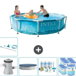 Clearance Intex simbassäng med rund ram - 305 x 76 cm - Vattentryck - Inklusive Tillbehör - CB21 Pooler