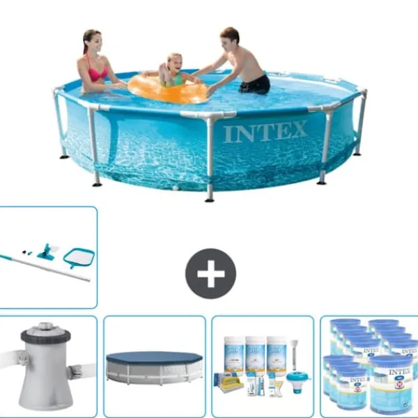 Clearance Intex simbassäng med rund ram - 305 x 76 cm - Vattentryck - Inklusive Tillbehör - CB21 Pooler