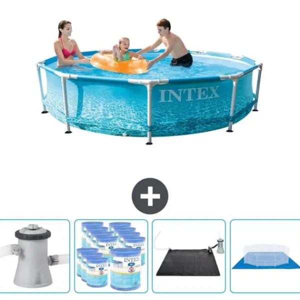 Online Intex simbassäng med rund ram - 305 x 76 cm - Vattentryck - Inklusive Tillbehör - CB91 Pooler