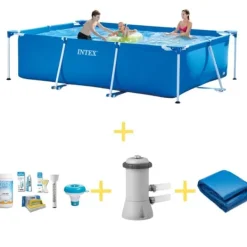 Hot Intex swimmingpool - Rampool - 300 x 200 x 75 cm - Inklusive WAYS underhållspaket, filterpump och markduk Pooler