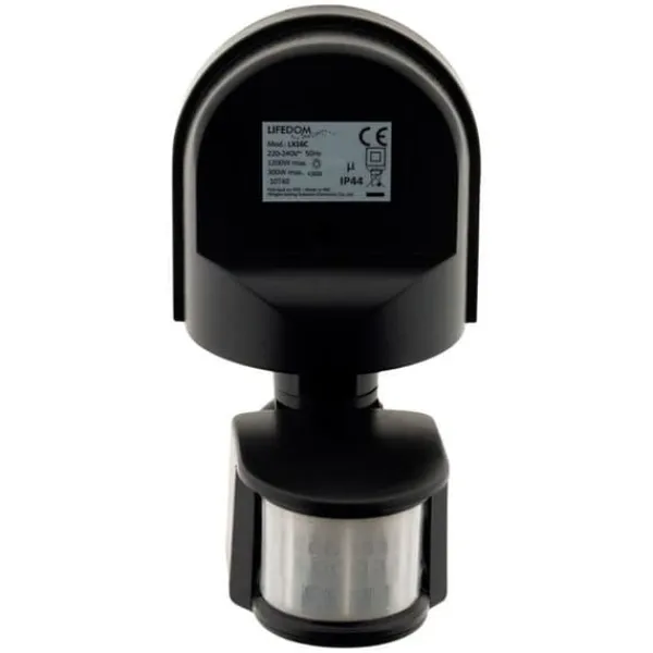 Discount IP44 rörelsedetektor - svängbar huvud - 1200W - Svart - Zenitech Rörelsedetektorer