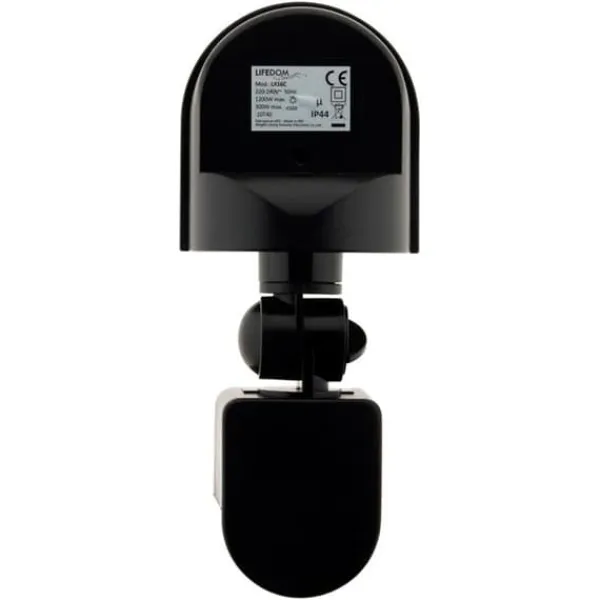 Discount IP44 rörelsedetektor - svängbar huvud - 1200W - Svart - Zenitech Rörelsedetektorer