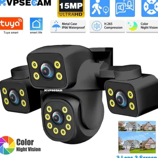 Sale IP-kamera, 15MP upplösning, AI rörelsedetektion,EU Kontakt, 1Pcs WIFI INTE Kort Säkerhetsmonitorer & Videokameror
