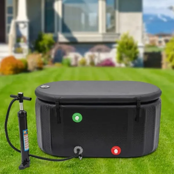 Sale Isbad 370 liter, uppblåsbar kallvattenbalja, kompakt design, svart Spa & Utomhusbad
