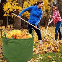 New IvyH - 4 x Trädgårdspåse 125L Extra robust med Handtag, Grön Bladplockningspåse med Militärduk H45.7 cm, D55.8 Trädgårdskorgar