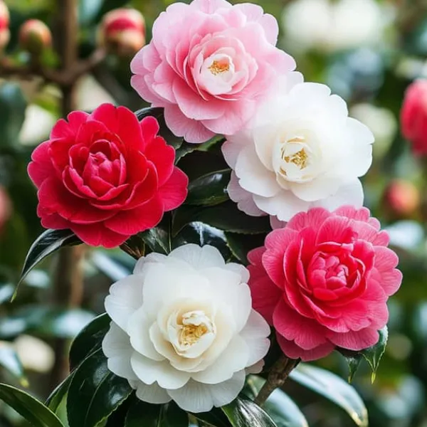 New Japansk Ros - Set om 3 - Camellia japonica - Höjd 25-40cm - ⌀9cm Buskar