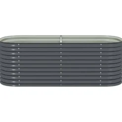 vidaXL Jardinière - - 240x80x81 cm - Galvaniserat stål - Grå - Rektangulär