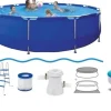 Sale Jilong 450cm Rund pool ovan mark med filterpump, lock & tillbehör Pooler