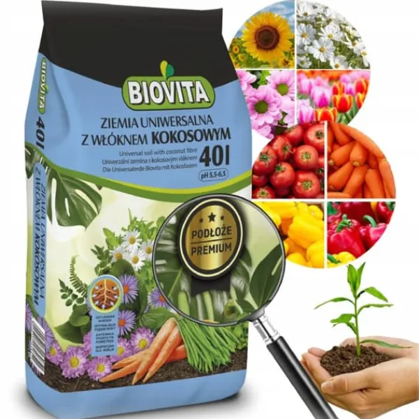 Jord för sådd av frön, grundning av plantor med kokosfiber 40L PREMIUM