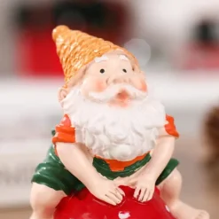 New Jultomten skrivbordsprydnader, heminredning med harts, svampdekorationer med dvärg Trädgårdsprydnader