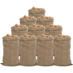 Online Jutesäckar 10 st 65x135 cm 100 % jute 340 gsm Trädgårdskorgar