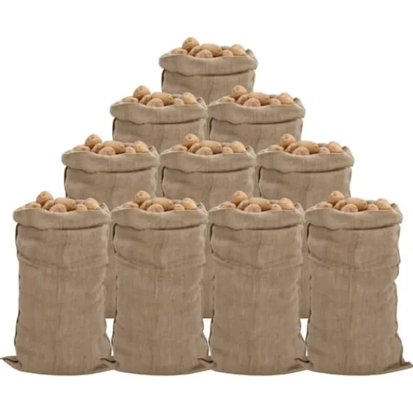 Online Jutesäckar 10 st 65x135 cm 100 % jute 340 gsm Trädgårdskorgar