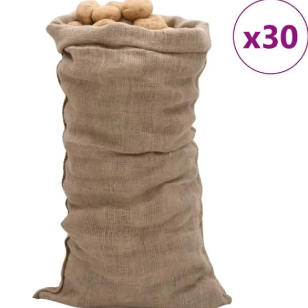 Sale Jutesäckar 30-pack - Ekologiska och Multifunktionella | Storlek: 65x135 cm | Material: 100% Jute, 220 gsm Trädgårdskorgar