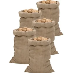 Sale Jutesäckar 5-pack 60x105 cm - Ekologiska och multifunktionella | Färg: Natur | Storlek: 60x105 cm Trädgårdskorgar