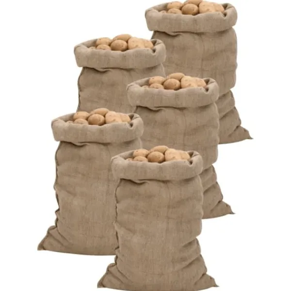 Sale Jutesäckar 5-pack 60x105 cm - Ekologiska och multifunktionella | Färg: Natur | Storlek: 60x105 cm Trädgårdskorgar