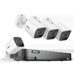 4K säkerhetskamerasystem, 30m IR-nattseende, IP67 vattentålig,4CH NVR 4st Kamera, 4T