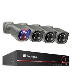 Hot 4K Säkerhetskamerasystem, Tvåvägs ljud, Färgnattsyn,8CH NVR 4PCS Kamera, 1T Säkerhetsmonitorer & Videokameror