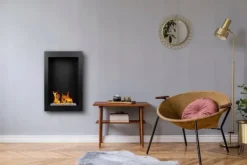 Kaminen Öppna spisar Bio-eldplats Väggmonterad biokamin etanolkamin VERTICAL 61 cm x 39 cm x 12 cm svart ekologisk eldstad