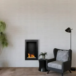 Kaminen Öppna spisar Bio-eldplats Väggmonterad biokamin etanolkamin VERTICAL 61 cm x 39 cm x 12 cm svart ekologisk eldstad