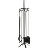 Kaminset 5-delars för inomhus: stativ och verktyg, smidesjärn, 20×20×82,5 cm, svart