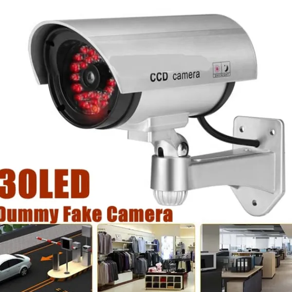 KCASA 30LED Bullet Dummy Fake Surveillance Security CCTV Dome Camera Vattentät inomhus utomhus med varningssäkerhetsvarningsdekaler