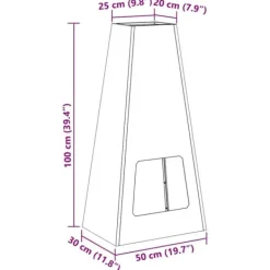 New Kegelformad vedeldad kamin i svart stål | Storlek: 50x35x100 cm | Utomhusvärme & atmosfär Vedeldade Kaminer