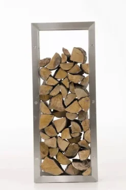 Sale Keri Handcrafted Stainless Steel Firewood Rack Indoor, 25x60x100 cm Tillbehör Till Vedeldade Kaminer & Öppna Spisar