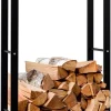 Keri V2 Firewood Rack - Black Metal, 25x60x100 cm