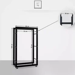 Keri V2 Firewood Rack - Black Metal, 25x60x100 cm