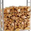 Keri V2 Stainless Steel Firewood Rack - 100x25x125 cm, Indoor Use, Stable Construction with Crossbars