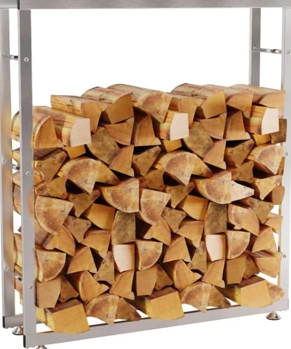 Keri V2 Stainless Steel Firewood Rack - 100x25x125 cm, Indoor Use, Stable Construction with Crossbars
