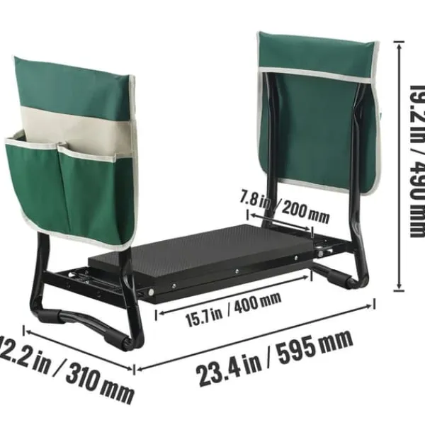 150kg lastkapacitet hopfällbar trädgårdsknäljare och säte med 8" EVA bred kudde, trädgårdspall, knäpall för trädgårdsarbete Stöd Med Hjul, Säten & Knäskydd För Trädgårdsskötsel