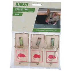 Klassisk musfälla i trä, 3-pack