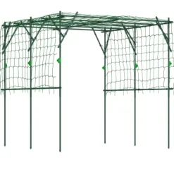 Klattrande Växtstöd, Polyetenbelagd Stålram, Justerbar Struktur, 223 cm x 223 cm x 223 cm, Triangulärt Stöddesign, Förstärkt med Metall Säkerhetsklipp | CDON