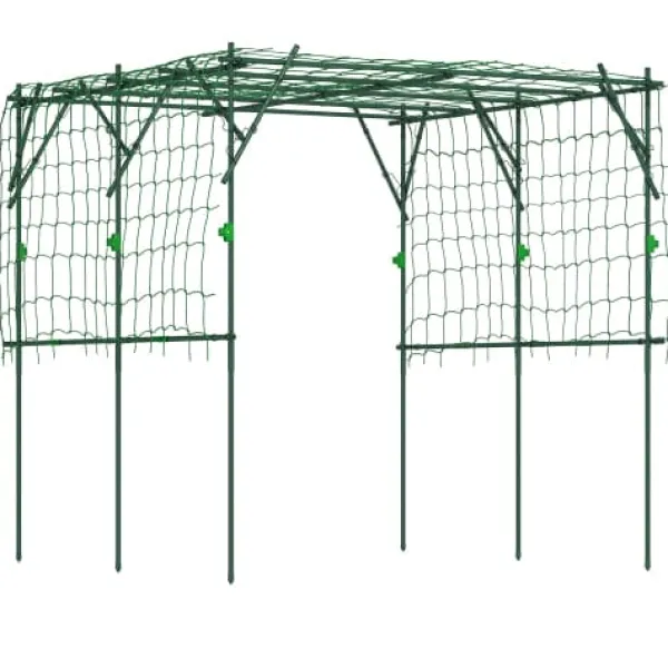 Klattrande Växtstöd, Polyetenbelagd Stålram, Justerbar Struktur, 223 cm x 223 cm x 223 cm, Triangulärt Stöddesign, Förstärkt med Metall Säkerhetsklipp | CDON
