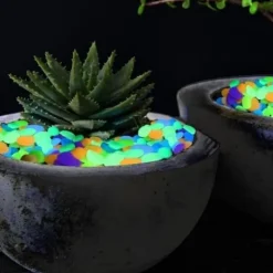 Clearance KL04626-Utomhus lysande sten, 100 st konstgjorda fluorescerande småsten dekoration för trädgård Pathway poolbelysning Trädgårdsstenar & Klivstenar